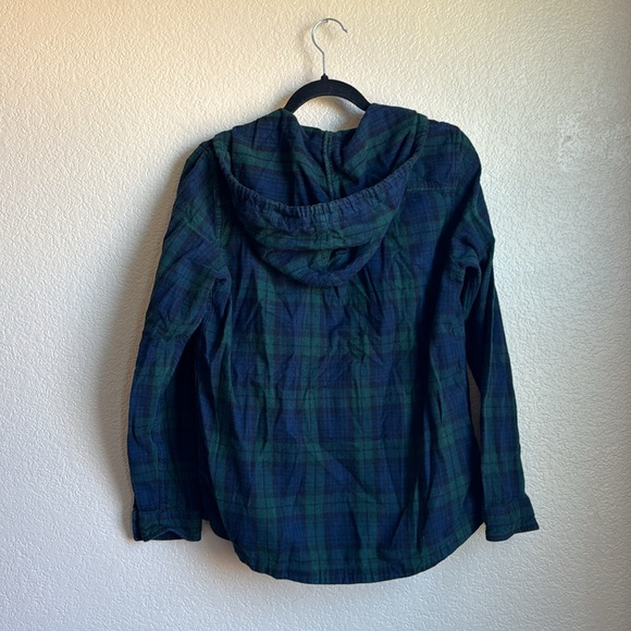 L.L. Bean 100% cotton plaid zip up jacket with hood - Picture 3 of 5